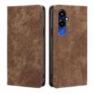 For Tecno Pova 4 Pro RFID Anti-theft Brush Magnetic Leather Phone Case(Brown) - 1