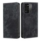 For Tecno Spark 8C RFID Anti-theft Brush Magnetic Leather Phone Case(Black) - 1