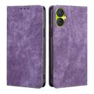 For Tecno Spark 9 Pro RFID Anti-theft Brush Magnetic Leather Phone Case(Purple) - 1