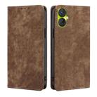 For Tecno Spark 9 Pro RFID Anti-theft Brush Magnetic Leather Phone Case(Brown) - 1