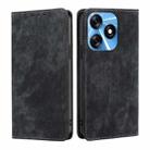 For Tecno Spark 10 4G RFID Anti-theft Brush Magnetic Leather Phone Case(Black) - 1