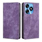 For Tecno Spark 10 4G RFID Anti-theft Brush Magnetic Leather Phone Case(Purple) - 1