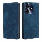 For Tecno Spark 10 Pro RFID Anti-theft Brush Magnetic Leather Phone Case(Blue) - 1