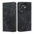 For Tecno Spark 10C RFID Anti-theft Brush Magnetic Leather Phone Case(Black) - 1