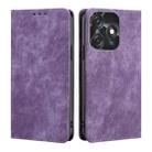 For Tecno Spark 10C RFID Anti-theft Brush Magnetic Leather Phone Case(Purple) - 1