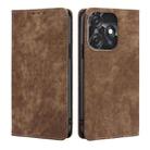 For Tecno Spark 10C RFID Anti-theft Brush Magnetic Leather Phone Case(Brown) - 1