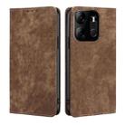 For Tecno Spark Go 2023 RFID Anti-theft Brush Magnetic Leather Phone Case(Brown) - 1