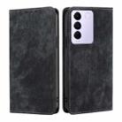 For vivo S16e RFID Anti-theft Brush Magnetic Leather Phone Case(Black) - 1