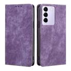 For vivo S16e RFID Anti-theft Brush Magnetic Leather Phone Case(Purple) - 1