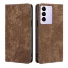 For vivo S16e RFID Anti-theft Brush Magnetic Leather Phone Case(Brown) - 1