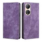 For vivo Y100 5G RFID Anti-theft Brush Magnetic Leather Phone Case(Purple) - 1