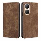 For vivo Y100 5G RFID Anti-theft Brush Magnetic Leather Phone Case(Brown) - 1