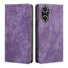 For Huawei Enjoy 60 RFID Anti-theft Brush Magnetic Leather Phone Case(Purple) - 1