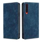 For Rakuten Big RFID Anti-theft Brush Magnetic Leather Phone Case(Blue) - 1