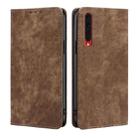 For Rakuten Big RFID Anti-theft Brush Magnetic Leather Phone Case(Brown) - 1