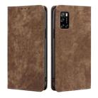 For Rakuten Big S RFID Anti-theft Brush Magnetic Leather Phone Case(Brown) - 1