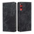 For Rakuten Hand 4G RFID Anti-theft Brush Magnetic Leather Phone Case(Black) - 1