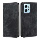 For Xiaomi Redmi Note 12 4G Global RFID Anti-theft Brush Magnetic Leather Phone Case(Black) - 1