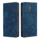 For ZTE Blade A32 RFID Anti-theft Brush Magnetic Leather Phone Case(Blue) - 1