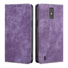 For ZTE Blade A32 RFID Anti-theft Brush Magnetic Leather Phone Case(Purple) - 1