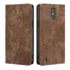 For ZTE Blade A32 RFID Anti-theft Brush Magnetic Leather Phone Case(Brown) - 1