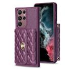 For Samsung Galaxy S22 Ultra 5G Horizontal Metal Buckle Wallet Rhombic Leather Phone Case(Dark Purple) - 1