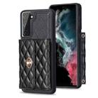 For Samsung Galaxy S21 FE 5G Horizontal Metal Buckle Wallet Rhombic Leather Phone Case(Black) - 1