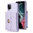 For Samsung Galaxy A12 Horizontal Metal Buckle Wallet Rhombic Leather Phone Case(Purple) - 1