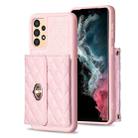 For Samsung Galaxy A13 4G Horizontal Metal Buckle Wallet Rhombic Leather Phone Case(Pink) - 1