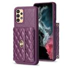 For Samsung Galaxy A13 4G Horizontal Metal Buckle Wallet Rhombic Leather Phone Case(Dark Purple) - 1