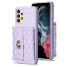 For Samsung Galaxy A13 4G Horizontal Metal Buckle Wallet Rhombic Leather Phone Case(Purple) - 1