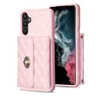 For Samsung Galaxy A34 5G Horizontal Metal Buckle Wallet Rhombic Leather Phone Case(Pink) - 1