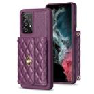 For Samsung Galaxy A52 4G / 5G Horizontal Metal Buckle Wallet Rhombic Leather Phone Case(Dark Purple) - 1