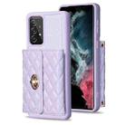 For Samsung Galaxy A52 4G / 5G Horizontal Metal Buckle Wallet Rhombic Leather Phone Case(Purple) - 1