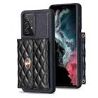 For Samsung Galaxy A52 4G / 5G Horizontal Metal Buckle Wallet Rhombic Leather Phone Case(Black) - 1