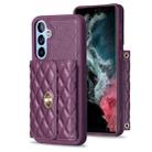 For Samsung Galaxy A54 5G Horizontal Metal Buckle Wallet Rhombic Leather Phone Case(Dark Purple) - 1