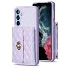 For Samsung Galaxy A54 5G Horizontal Metal Buckle Wallet Rhombic Leather Phone Case(Purple) - 1