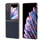 For OPPO Find N2 Flip Nano Electroplating Cross Texture Genuine Leather Phone Case(Blue) - 1