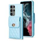 For Samsung Galaxy S23 Ultra 5G Vertical Wallet Rhombic Leather Phone Case(Blue) - 1