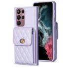 For Samsung Galaxy S22 Ultra 5G Vertical Wallet Rhombic Leather Phone Case(Purple) - 1