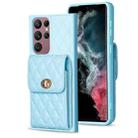 For Samsung Galaxy S22 Ultra 5G Vertical Wallet Rhombic Leather Phone Case(Blue) - 1