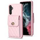 For Samsung Galaxy A34 5G Vertical Wallet Rhombic Leather Phone Case(Pink) - 1