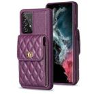 For Samsung Galaxy A52 4G / 5G Vertical Wallet Rhombic Leather Phone Case(Dark Purple) - 1