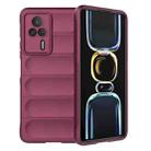 For Xiaomi Redmi K60E 5G Magic Shield TPU + Flannel Phone Case(Wine Red) - 1