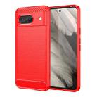 For Google Pixel 8 Carbon Fiber Brushed Texture TPU Case(Red) - 1