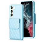 For Samsung Galaxy S23+ 5G Vertical Wallet Rhombic Leather Phone Case(Blue) - 1