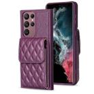 For Samsung Galaxy S22 Ultra 5G Vertical Wallet Rhombic Leather Phone Case(Dark Purple) - 1