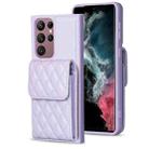 For Samsung Galaxy S22 Ultra 5G Vertical Wallet Rhombic Leather Phone Case(Purple) - 1