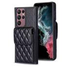 For Samsung Galaxy S22 Ultra 5G Vertical Wallet Rhombic Leather Phone Case(Black) - 1