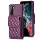 For Samsung Galaxy S21 FE 5G Vertical Wallet Rhombic Leather Phone Case(Dark Purple) - 1